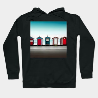 Beach Boxes Minimalist Beach Landscape Hoodie